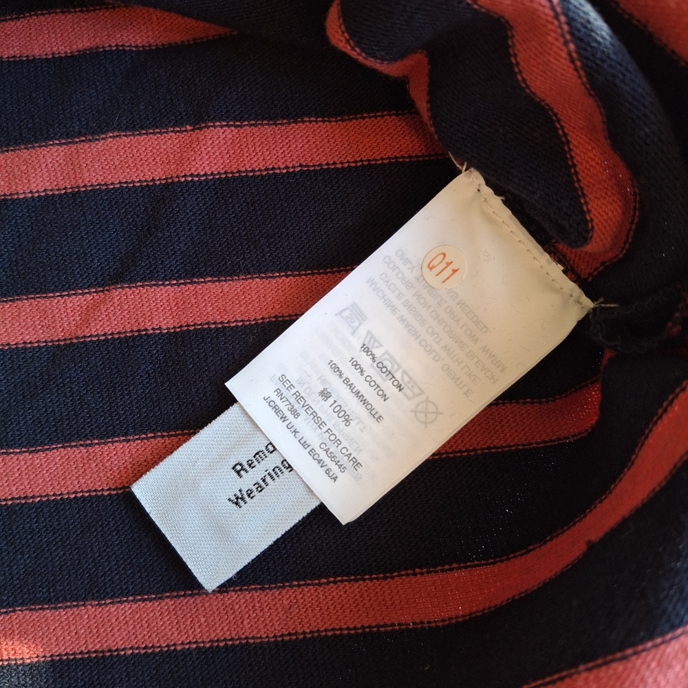 New J. Crew Coral Navy Nautical‎ Stripe TurtleNeck Longsleeve Sweater 100%Cotton - Picture 11 of 14